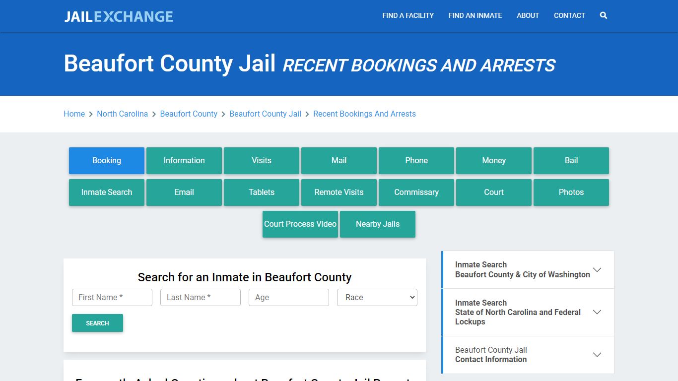 Beaufort County Jail NC Recent Arrests and Bookings