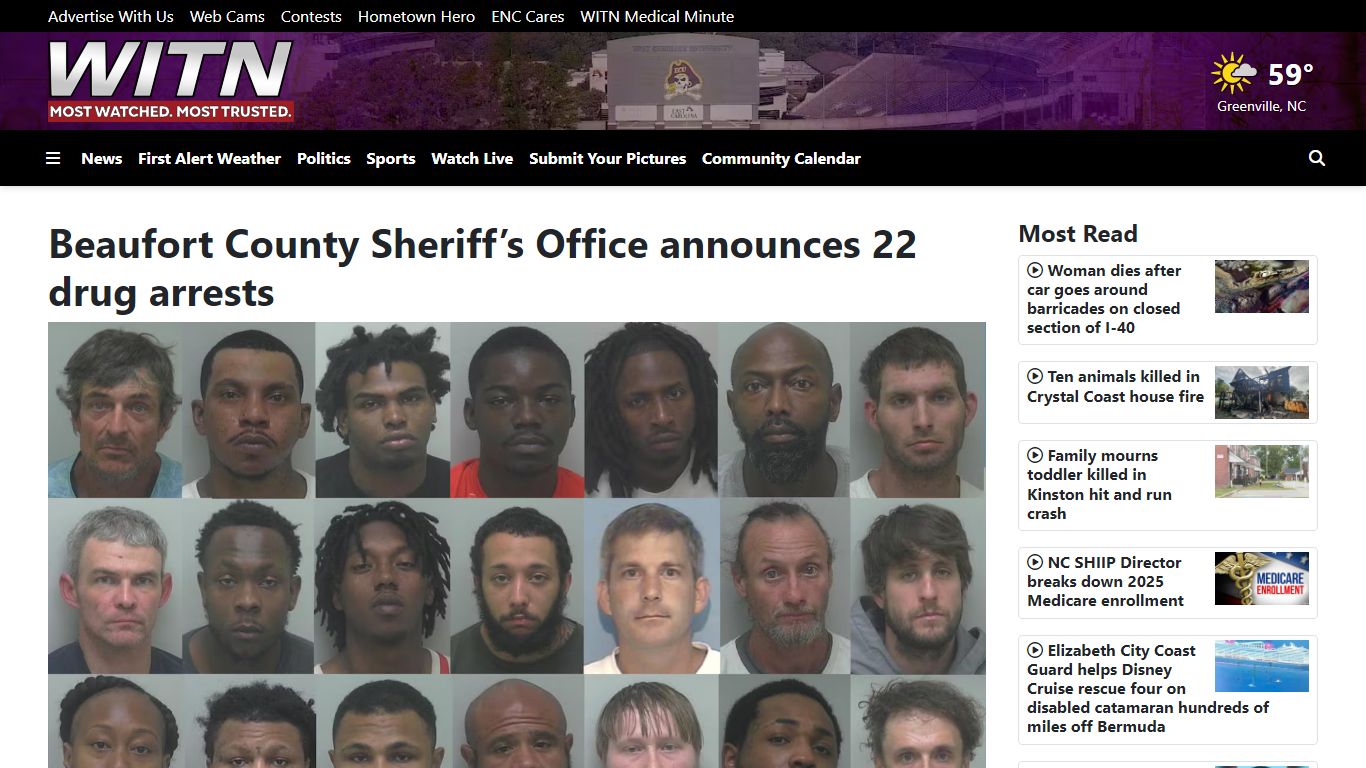 Beaufort County Sheriff’s Office announces 22 drug arrests - WITN